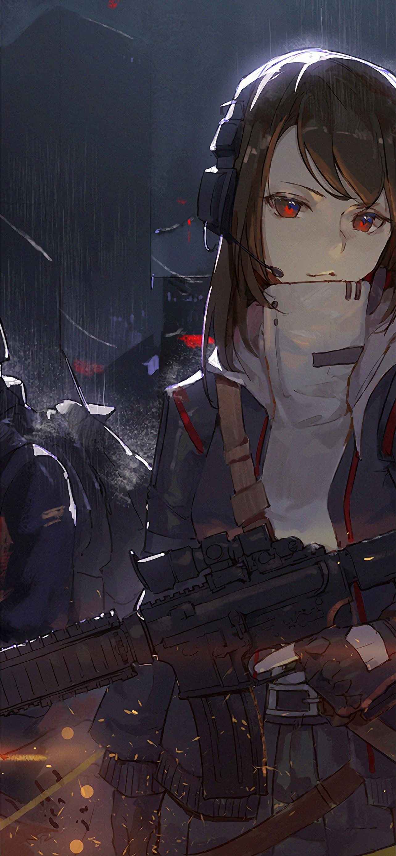 Cyberpunk Anime Girl Shooting Live Wallpaper - MoeWalls