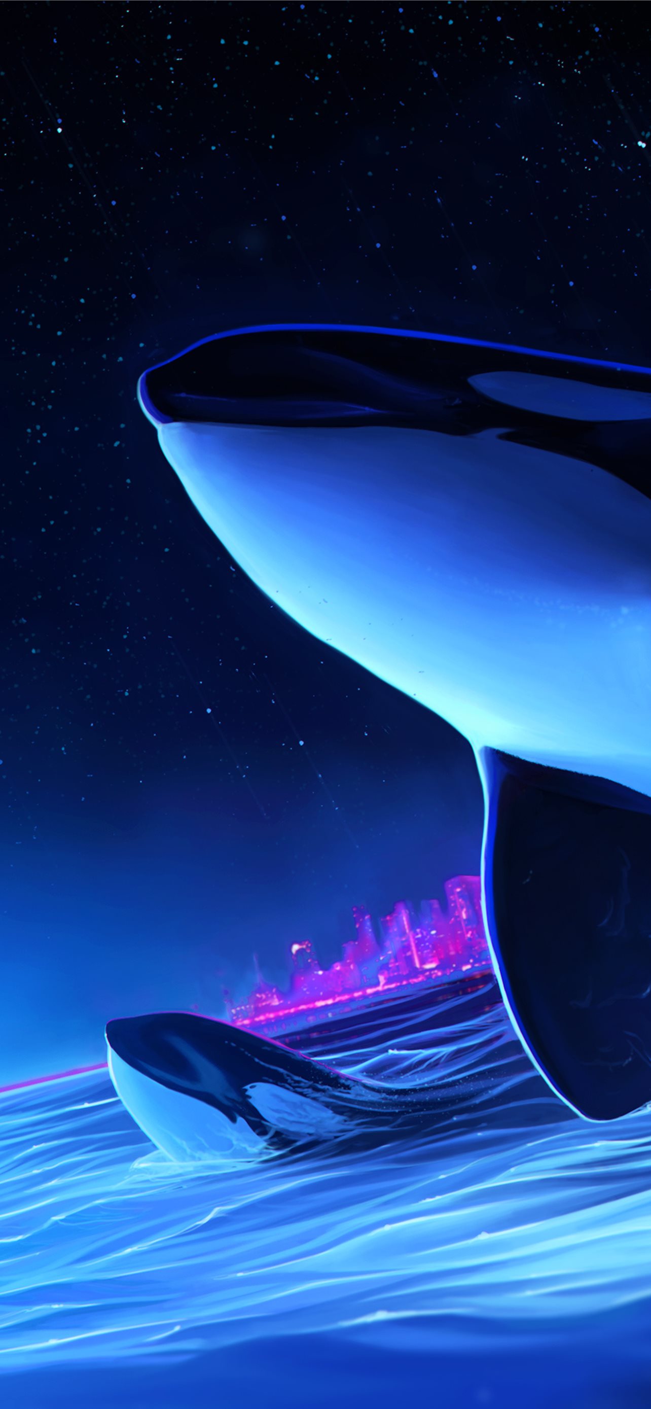 Dolphin Night Orca Whale Digital Art Sony Xperia X Iphone Wallpapers Free Download