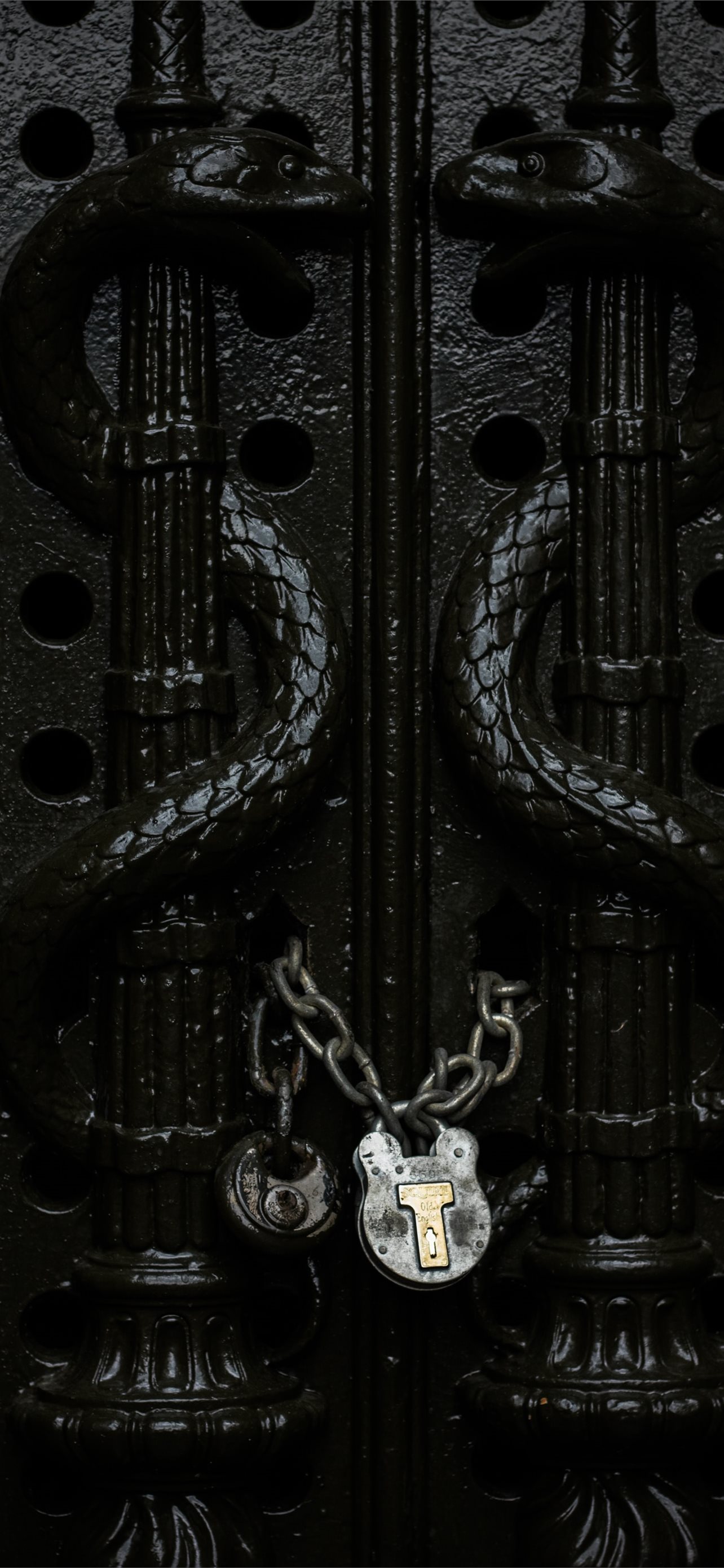 gray chain padlock on door in closeup shot iPhone Wallpapers Free Download
