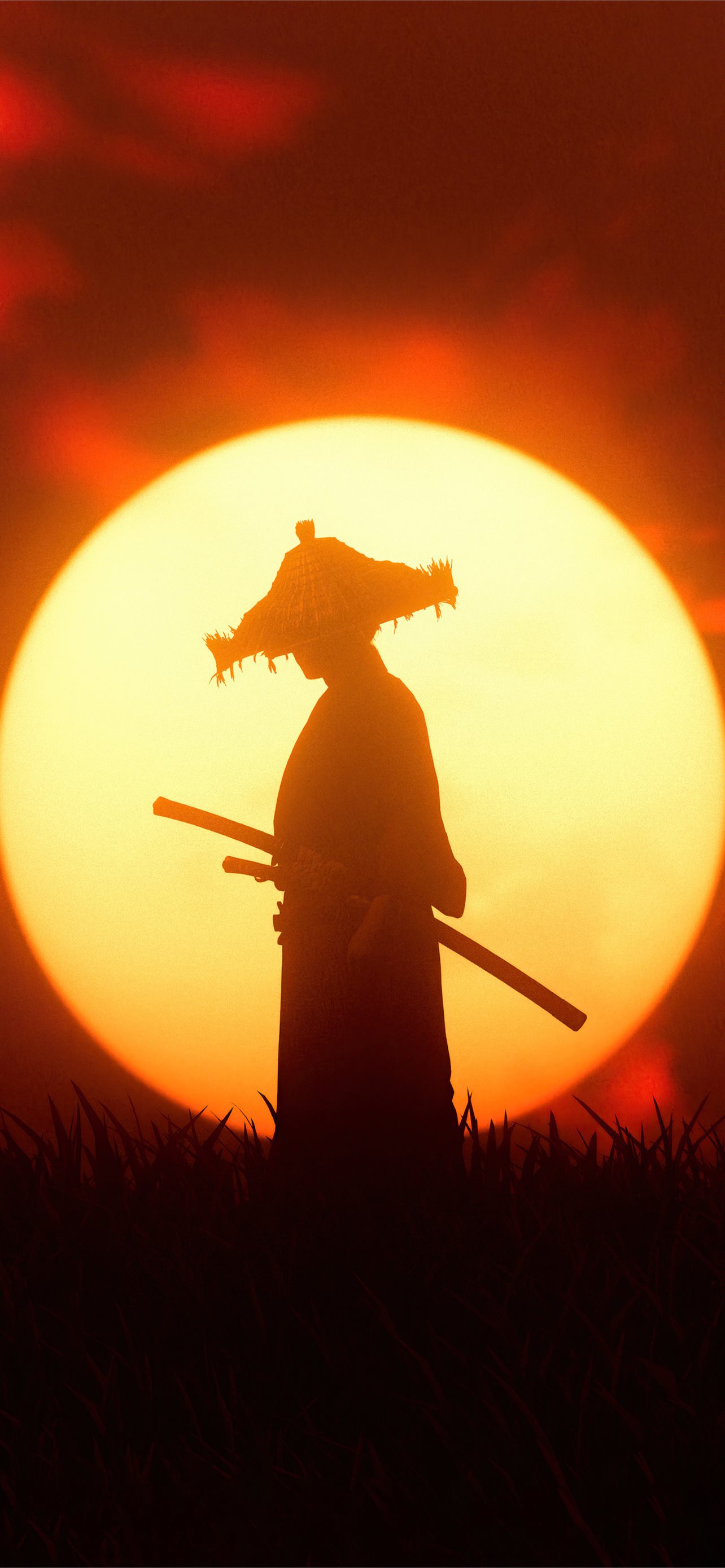 Samurai anime bushido dark mode japan red sun ronin samurai super  warrior HD phone wallpaper  Peakpx