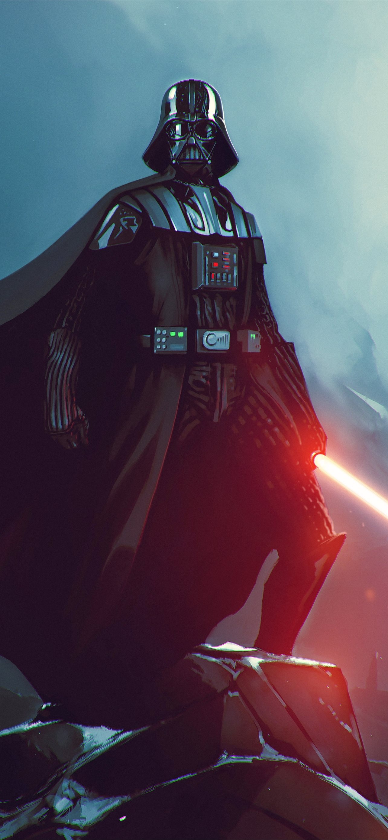 darth vader with a red lightsaber 8k iPhone Wallpapers Free Download