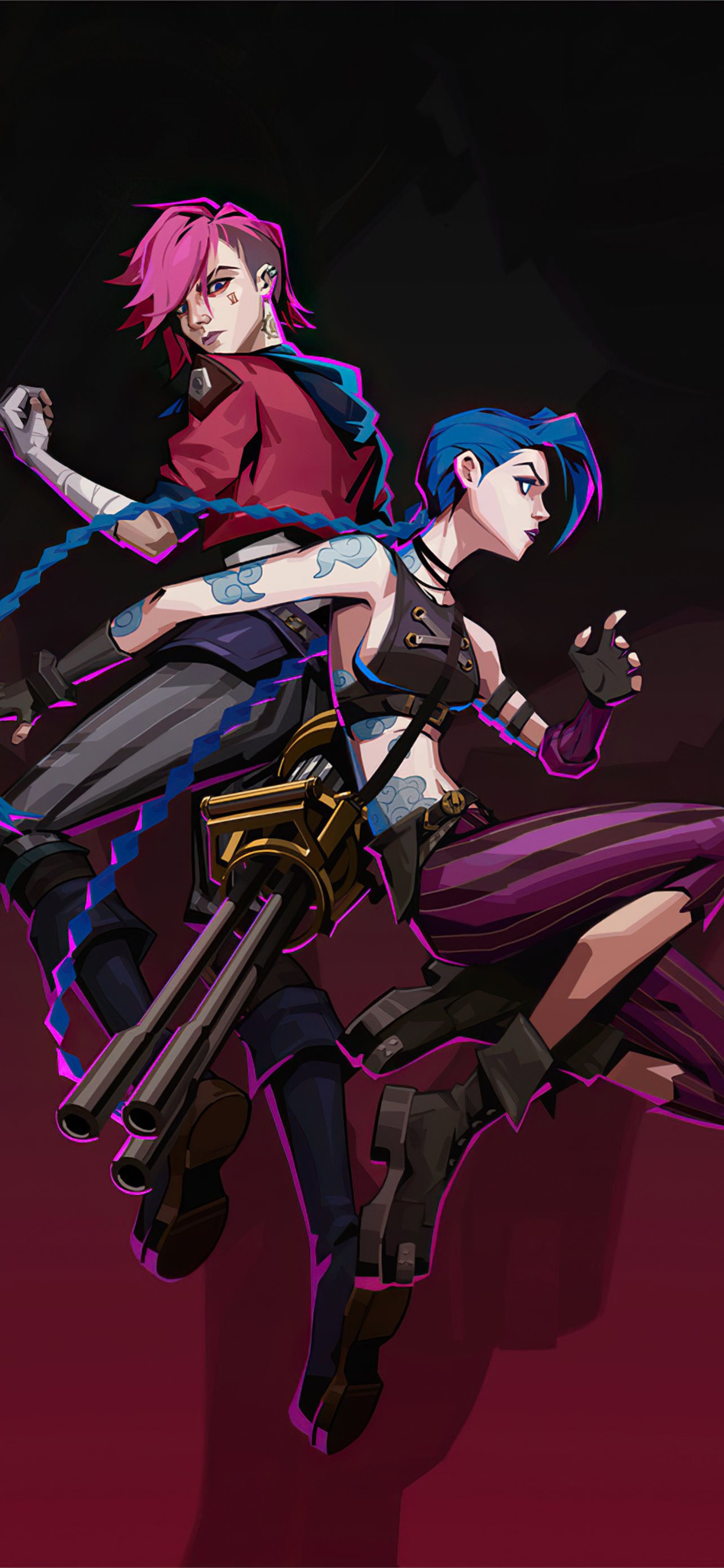 jinx and vi league of legends minimal 4k iPhone Wallpapers Free Download