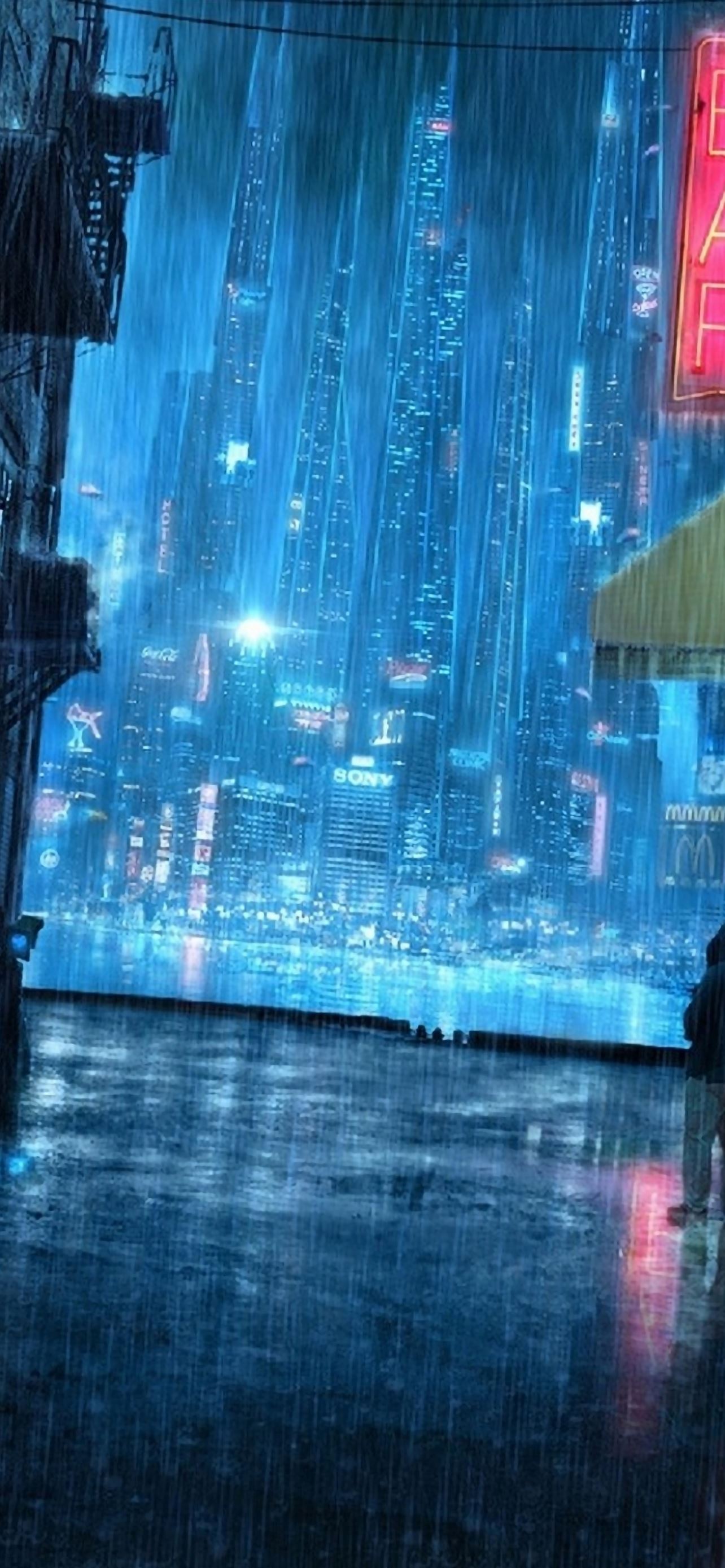 Rainy Night Street iPhone Wallpapers Free Download