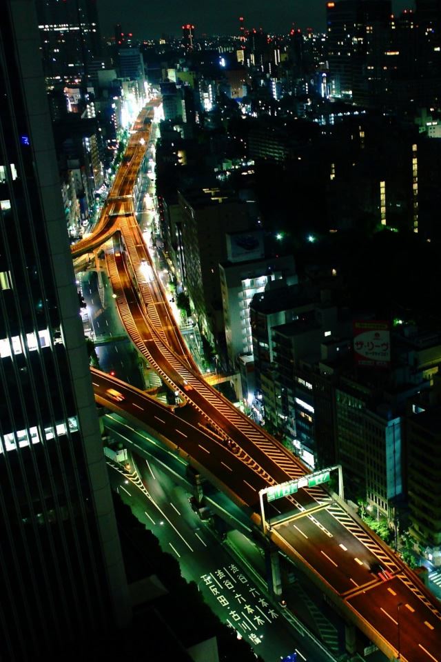 640x960 Tokyo Nights - green iPhone 4s Wallpaper