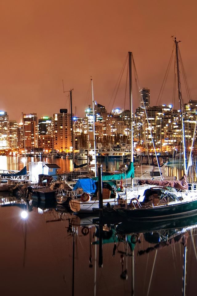 640x960 Vancouver Coal Harbour Nights - orange iPhone 4s Wallpaper