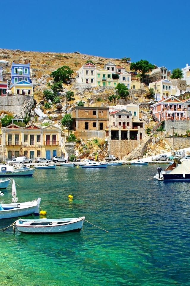 640x960 Greece Coast View - white iPhone 4s Wallpaper
