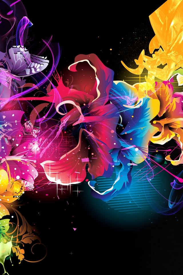 640x960 Beautiful Fractal Flowers - colorful iPhone 4s Wallpaper