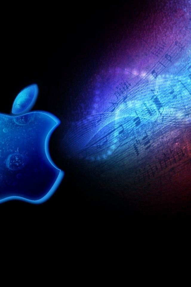 640x960 Apple Logo - cyan iPhone 4s Wallpaper