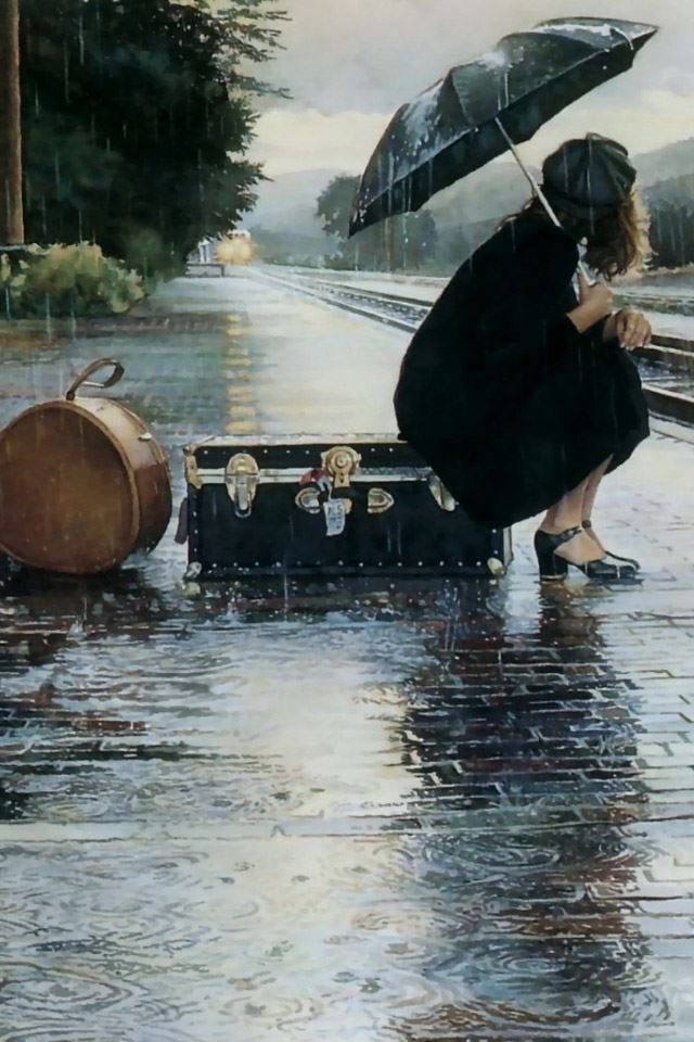640x960 Waiting for a train -  iPhone 4s Wallpaper