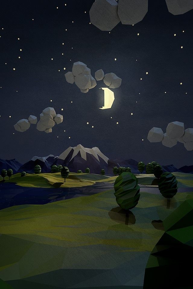 640x960 Mountain moonlight -  iPhone 4s Wallpaper