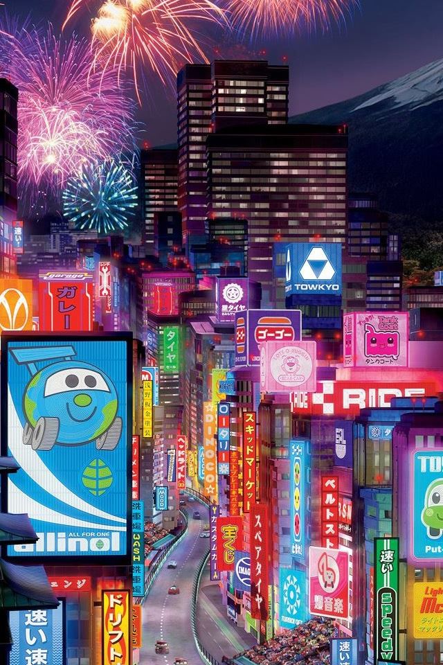 640x960 Tokyo City In Cars 2 - city iPhone 4s Wallpaper