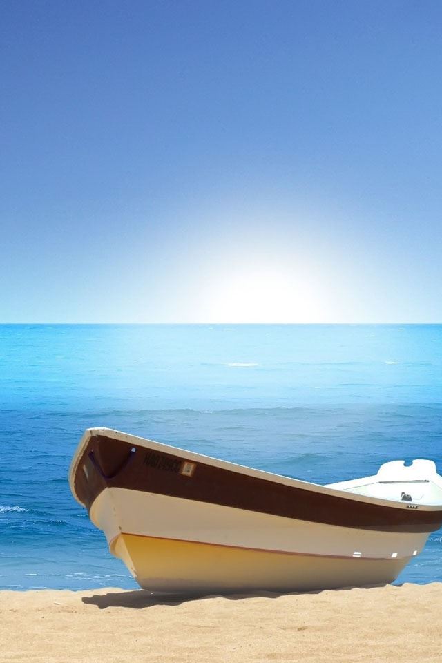 640x960 Boat beach - beach iPhone 4s Wallpaper