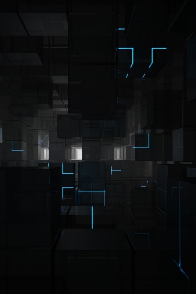 640x960 Black Cubes - cubes iPhone 4s Wallpaper