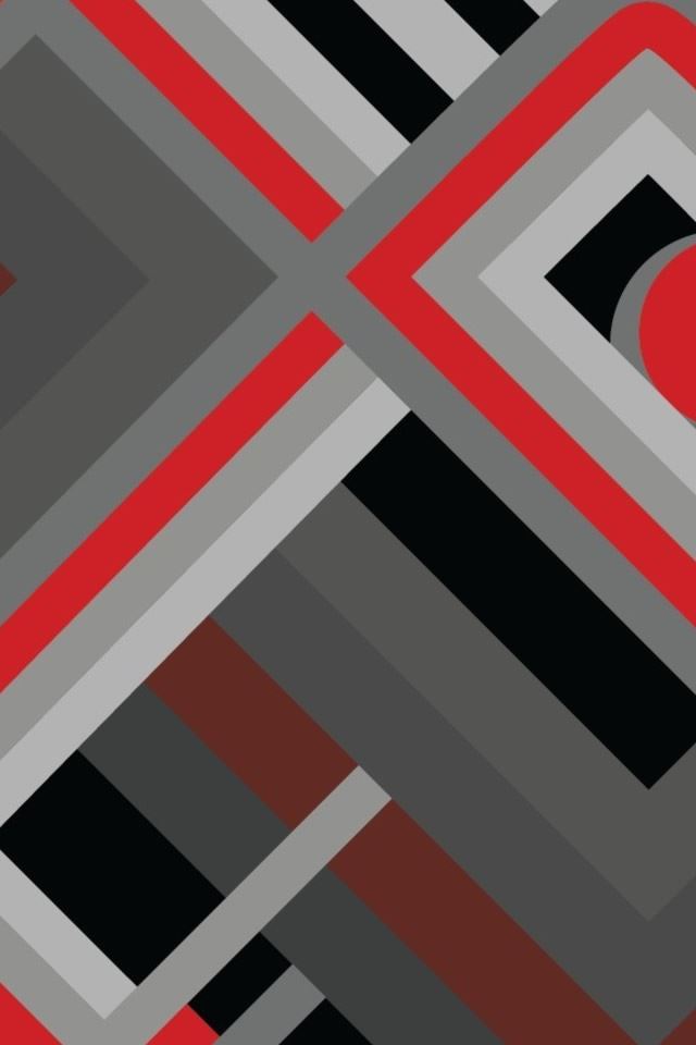 640x960 Grey And Red Square Pipes - line iPhone 4s Wallpaper