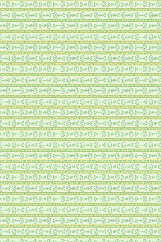 640x960 Background of cyan Fish bone - green iPhone 4s Wallpaper