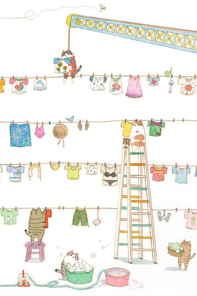 640x960 Little fat cats happy life -  iPhone 4s Wallpaper
