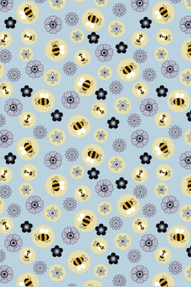 640x960 Bee and flower - patterns iPhone 4s Wallpaper