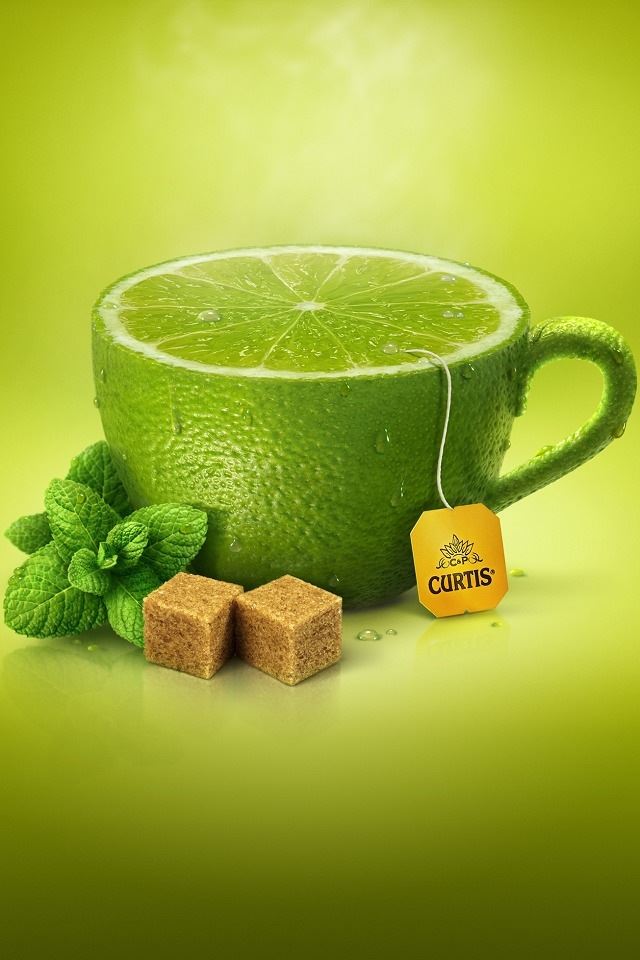 640x960 Lemon Tea - cyan iPhone 4s Wallpaper