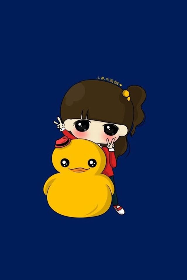 640x960 Little yellow duck with girl - happy iPhone 4s Wallpaper