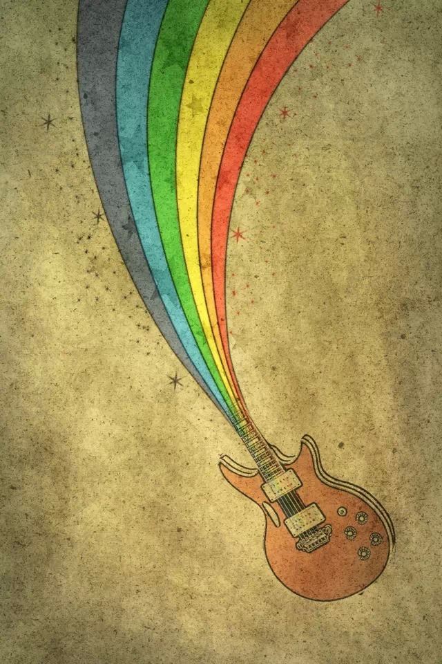 640x960 Rainbow Guitar - orange iPhone 4s Wallpaper