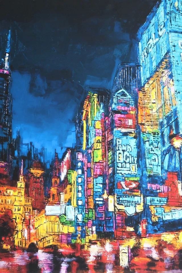 640x960 Street painting - city iPhone 4s Wallpaper