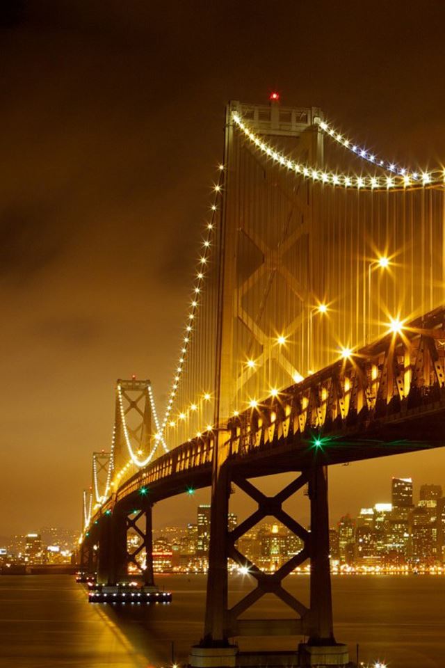 640x960 Bridge at night - night iPhone 4s Wallpaper