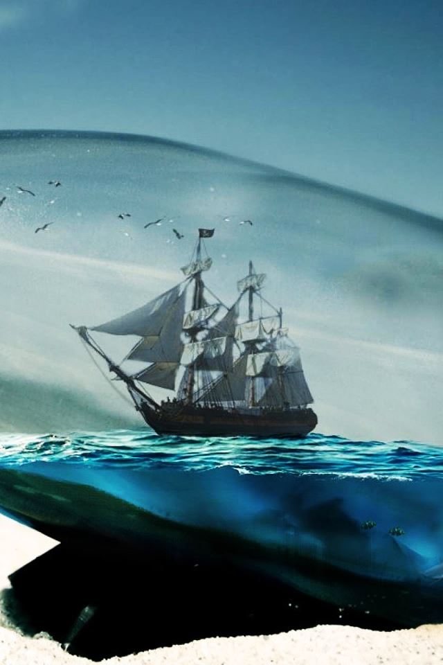 640x960 Sailing In A Bottle - bottle iPhone 4s Wallpaper