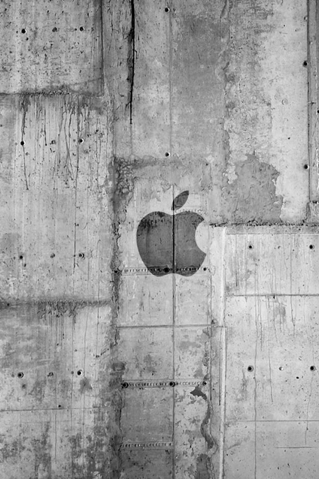Apple Logo Concrete Wall iPhone 4s wallpaper 