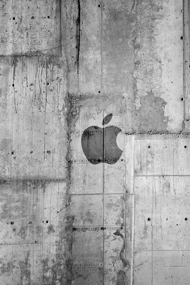 640x960 Apple Logo Concrete Wall - apple iPhone 4s Wallpaper