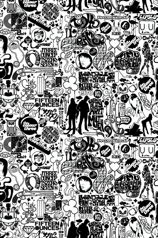 640x960 Comics Black And White - circle iPhone 4s Wallpaper