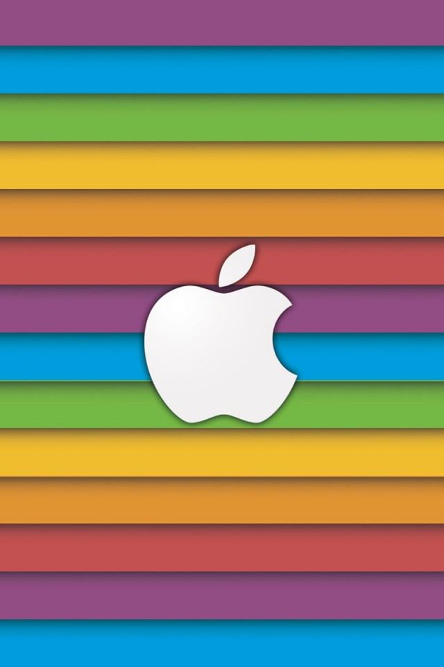 640x960 Rainbow Apple - logo iPhone 4s Wallpaper