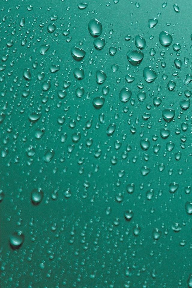 640x960 Green water droplets - drop iPhone 4s Wallpaper