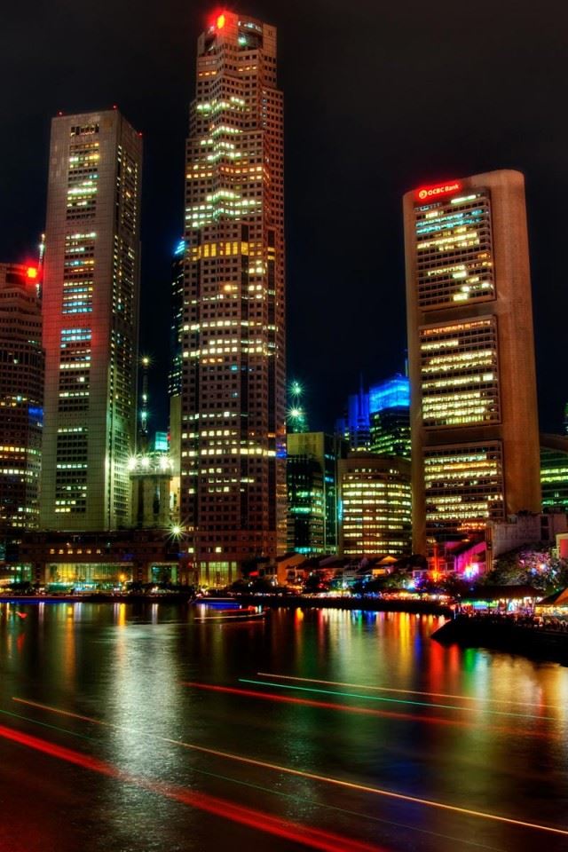 640x960 Singapore Night - colorful iPhone 4s Wallpaper