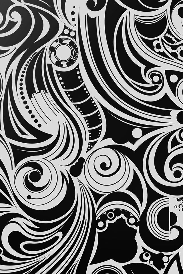 640x960 Black And White Swirls - wave iPhone 4s Wallpaper