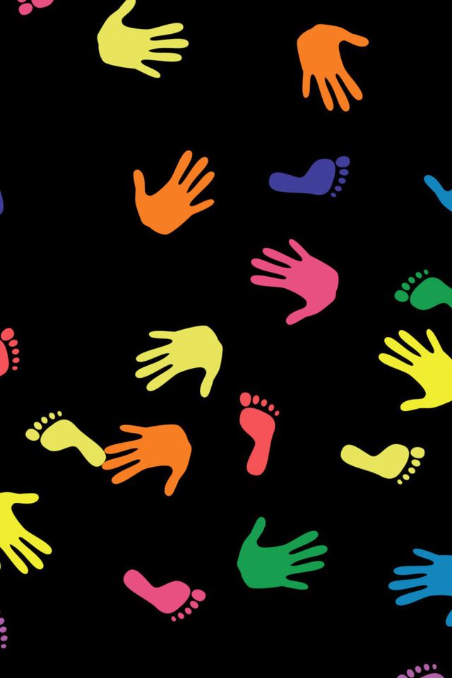 640x960 Hand And Footprints - colorful iPhone 4s Wallpaper
