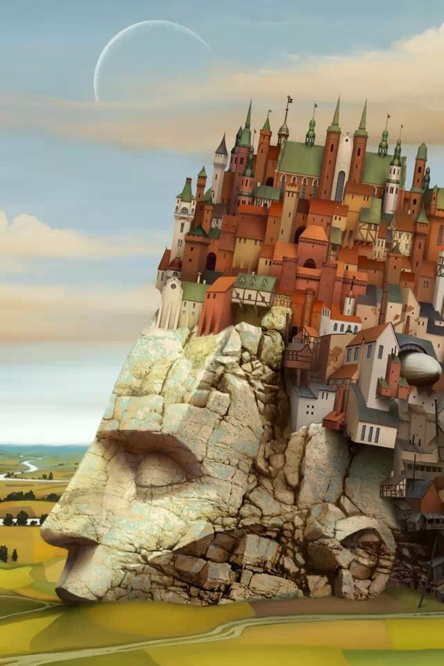 640x960 Head type castle - art iPhone 4s Wallpaper