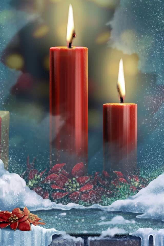 640x960 Christmas candles - melting iPhone 4s Wallpaper