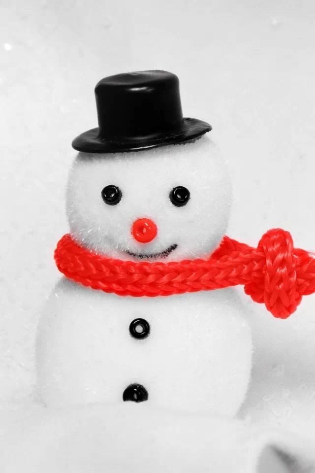 640x960 Happy Snowman - red iPhone 4s Wallpaper