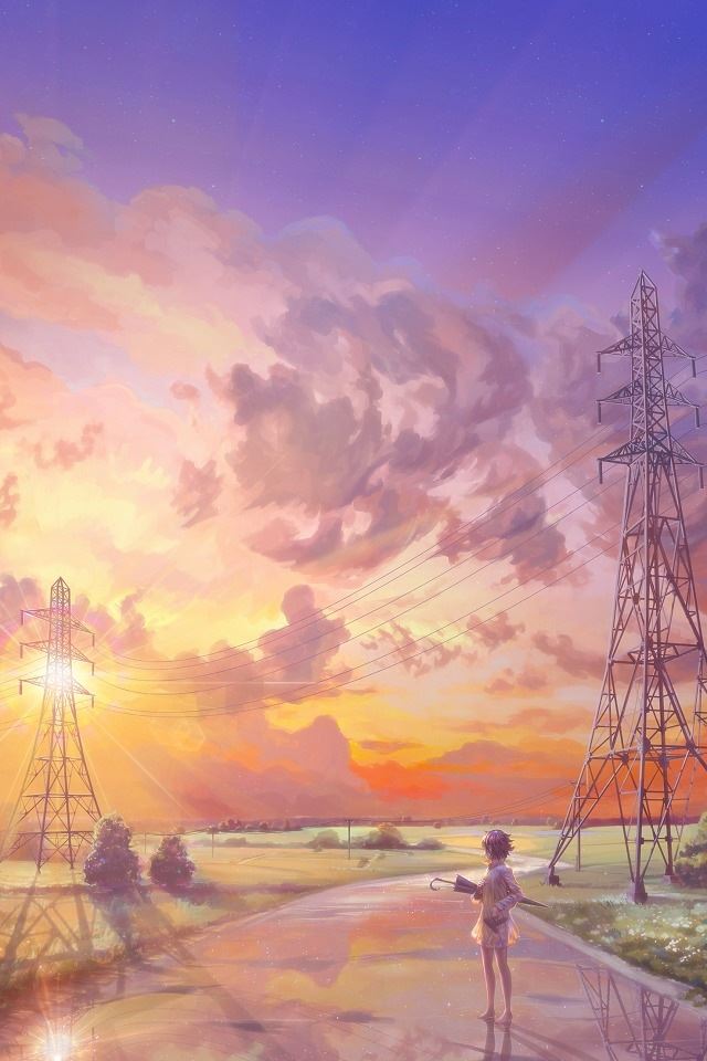 640x960 Sunset glow - anime iPhone 4s Wallpaper