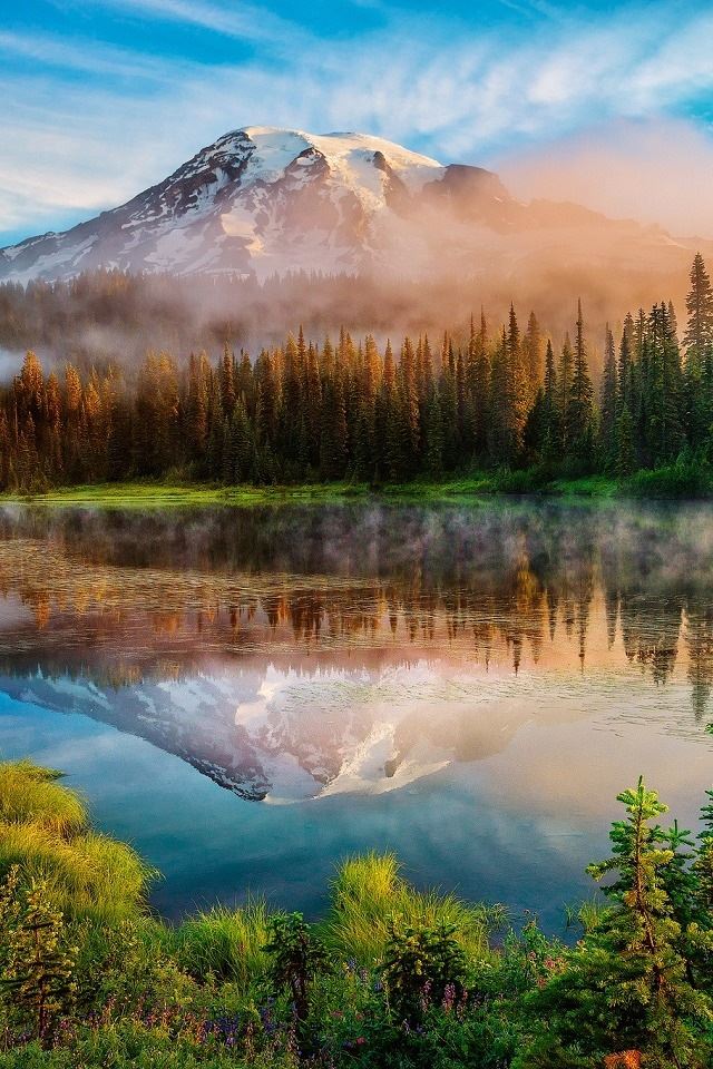 640x960 Mountain and lake landscape - landscape iPhone 4s Wallpaper