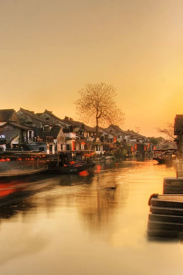 640x960 Chinese Water Village - tree iPhone 4s Wallpaper