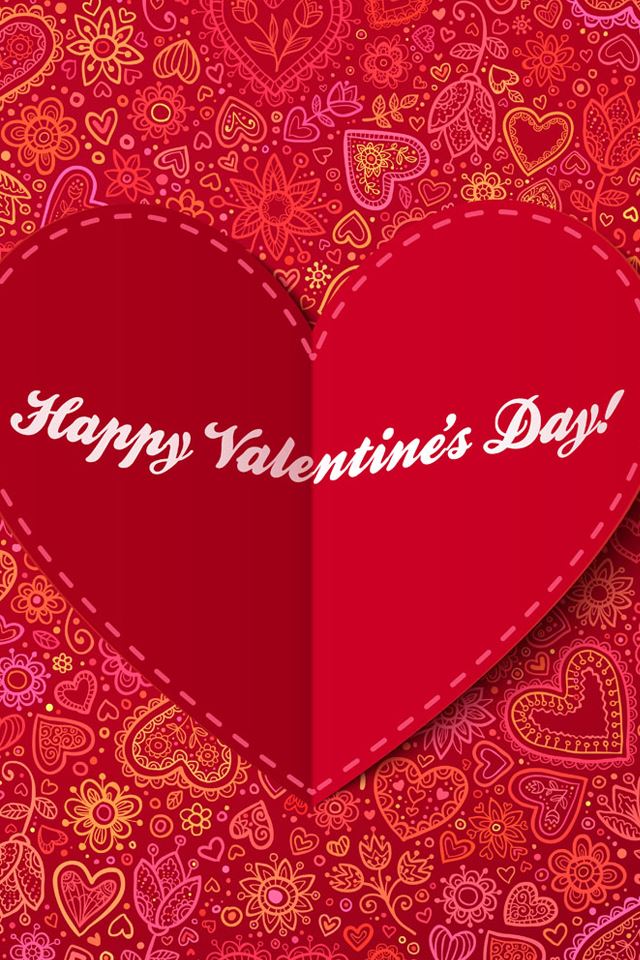 640x960 Happy Valentine's Day - patterns iPhone 4s Wallpaper