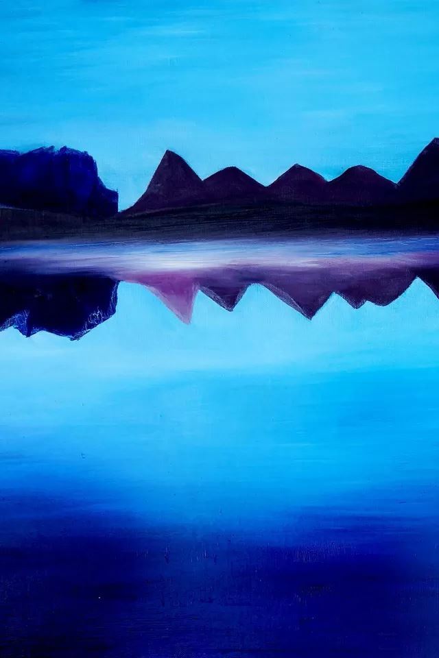 640x960 Mountain and lake reflection - cyan iPhone 4s Wallpaper