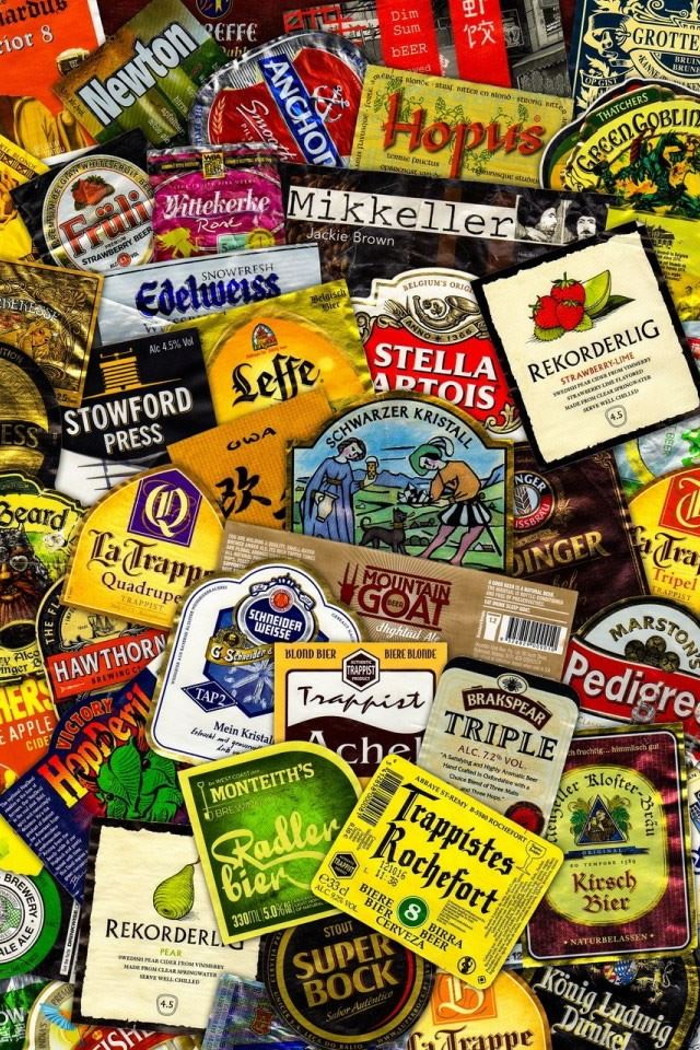 640x960 Beer Labels - orange iPhone 4s Wallpaper