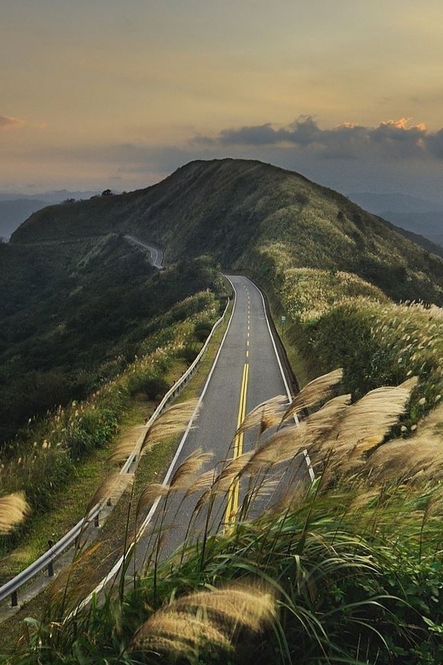 640x960 Mountain Top Road World - grass iPhone 4s Wallpaper