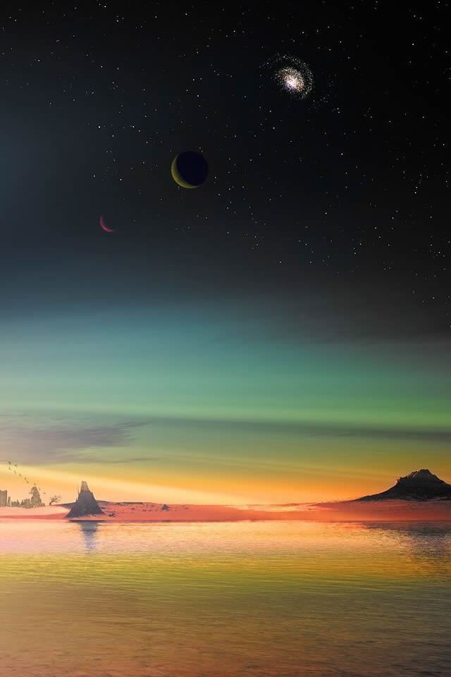 640x960 Colorful Seaside Landscape Fantasy - colorful iPhone 4s Wallpaper