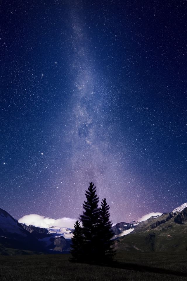640x960 Swiss Alps Night Sky - snow iPhone 4s Wallpaper