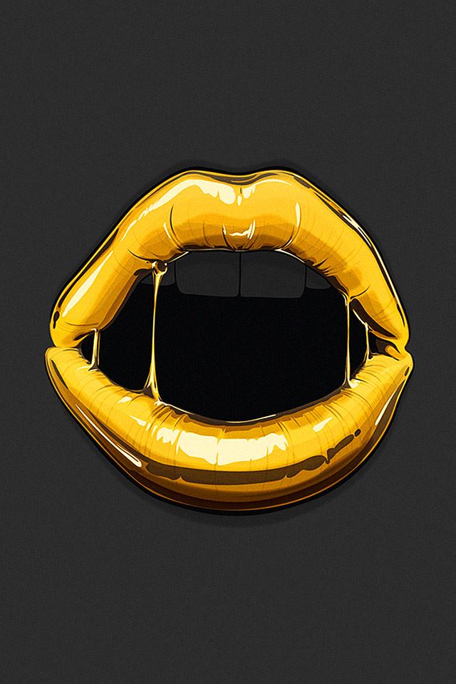 640x960 golden lips - gray iPhone 4s Wallpaper