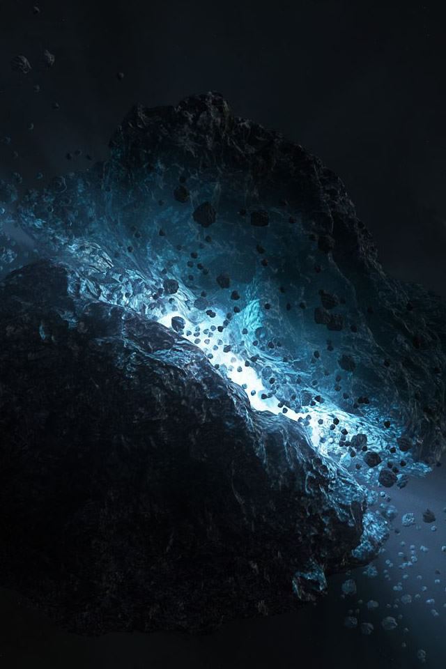 640x960 Asteroid Fantasy - black iPhone 4s Wallpaper