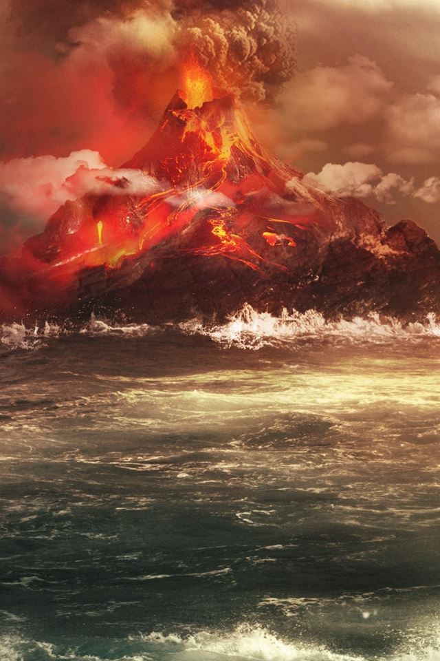 640x960 Volcano - wave iPhone 4s Wallpaper